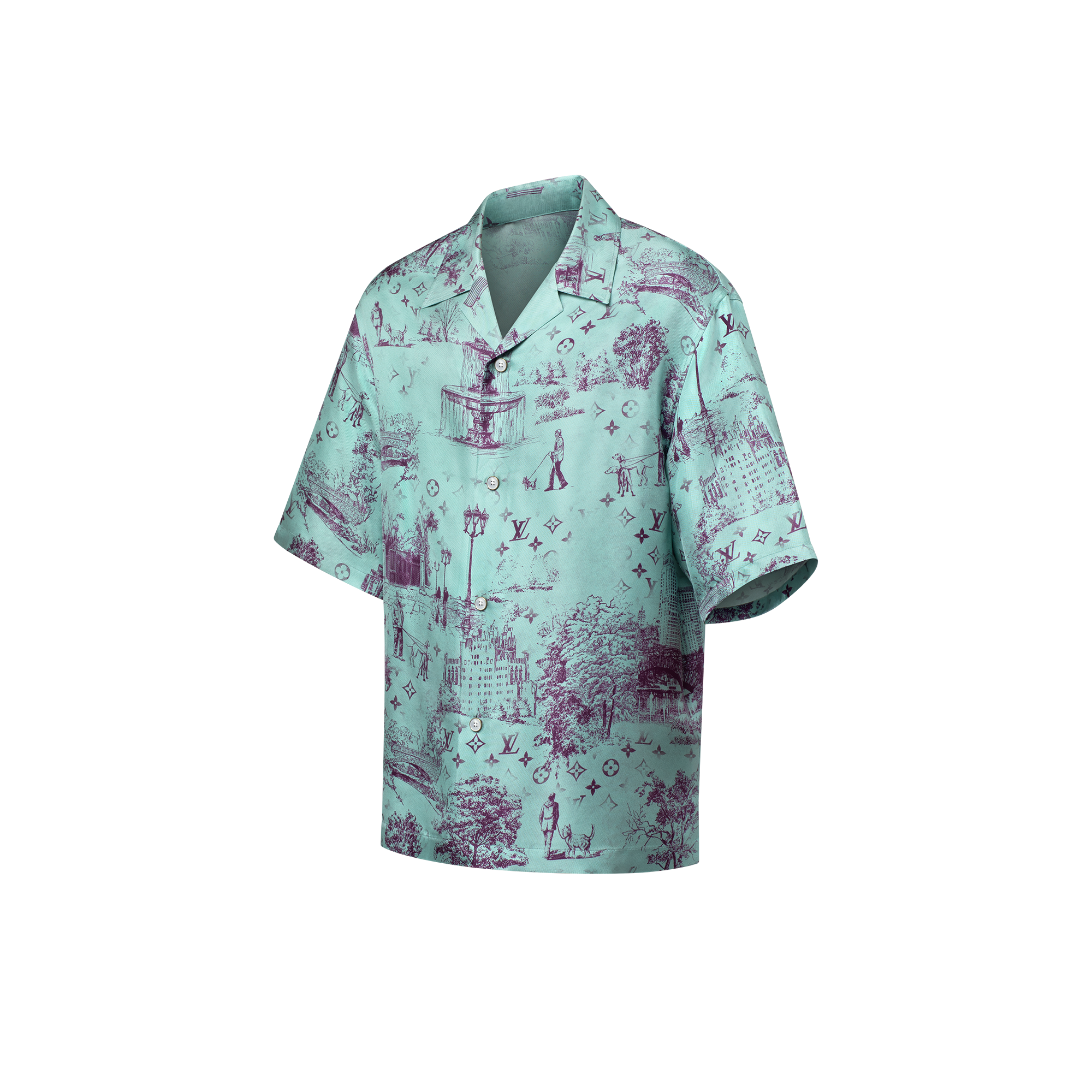 Camisa de manga corta en seda estampada  Hombre Prêt-à-Porter Camisas | LOUIS VUITTON (Zoom de producto)